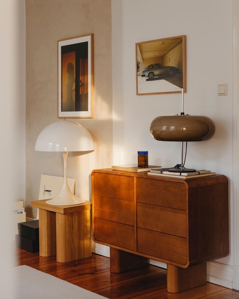 wooden sideboard, storage cabinet, mid century dresser, console table, storage furniture, brand awareness, lifestyle, calm, luxurious, brown, neutral